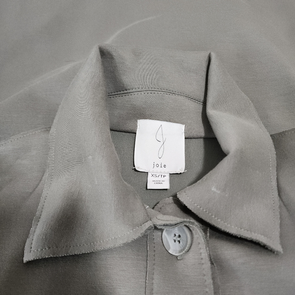 Joie Stretch Utility Shacket Button Down Olive Green Oversized Fit Size XS - Picture 14 of 16